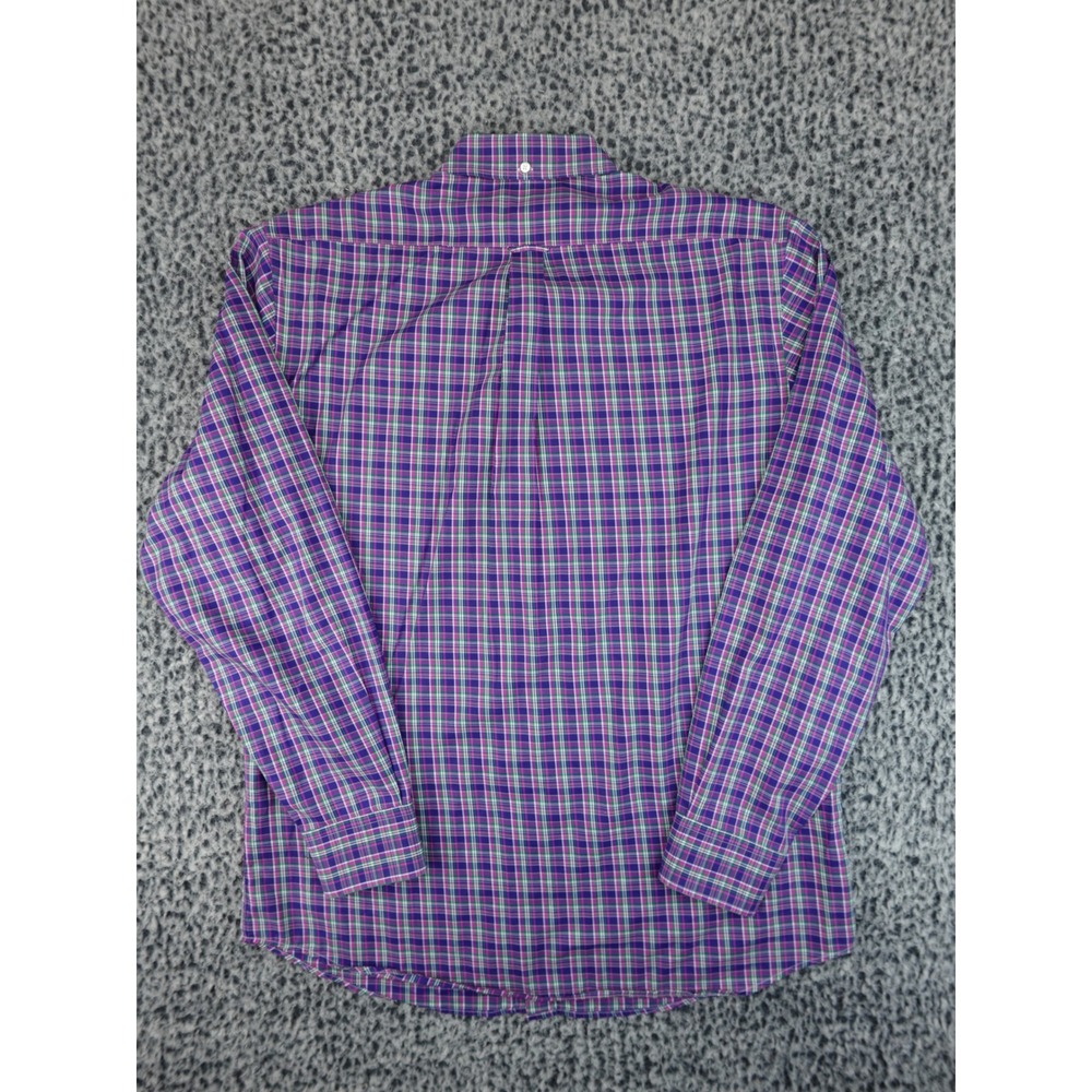 Faconnable Mens Plaid Button Down Shirt Large Purple Green White Long Sleeve L - Picture 12 of 13